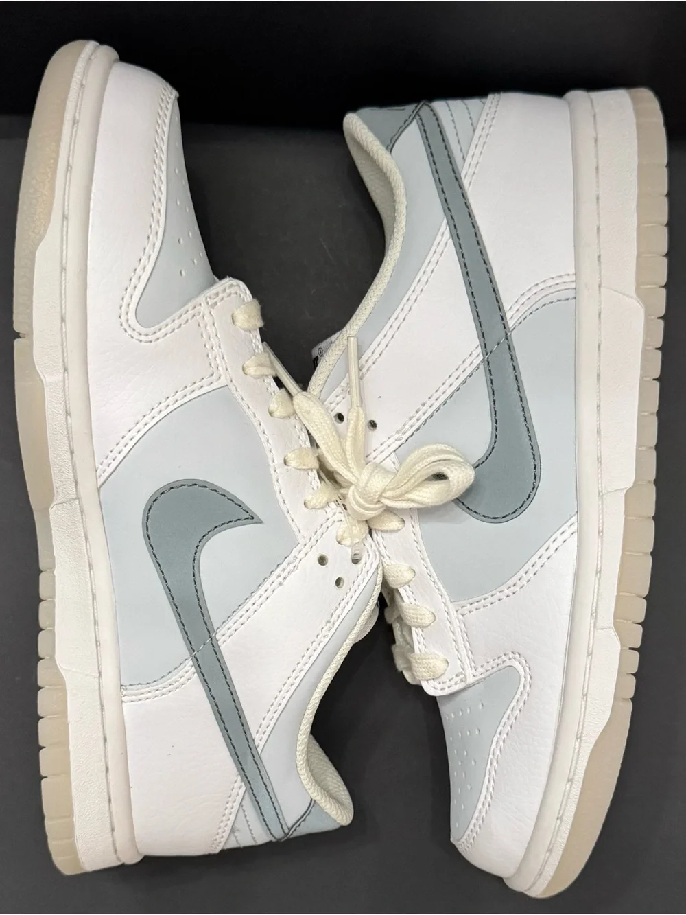 Nike Dunk Low GS “Reflective Swoosh White” Grey Sneakers FV0365 100 Size 4.5Y/6W